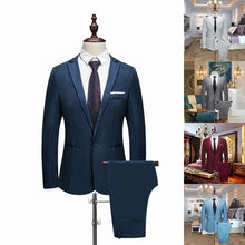 Load image into Gallery viewer, 2020 New Male Wedding Prom Suit Green Slim Fit Tuxedo Men Formal Business Work Wear Suits 2Pcs Set (Jacket+Pants)