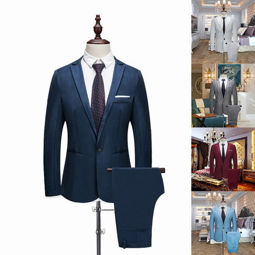 2020 New Male Wedding Prom Suit Green Slim Fit Tuxedo Men Formal Business Work Wear Suits 2Pcs Set (Jacket+Pants)