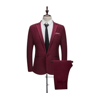 2020 New Male Wedding Prom Suit Green Slim Fit Tuxedo Men Formal Business Work Wear Suits 2Pcs Set (Jacket+Pants)